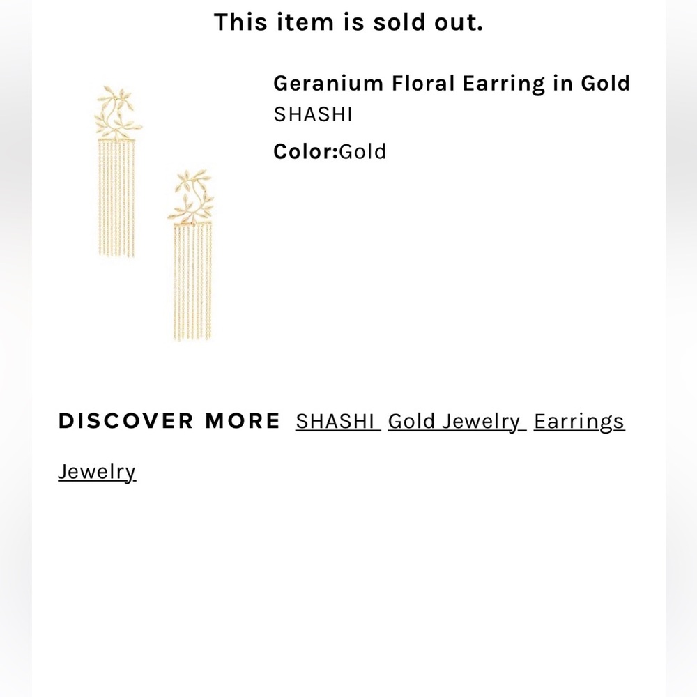 SHASHI Geranium Floral Gold-tone Plated Dangling Chain Post Earring - Picture 15 of 15
